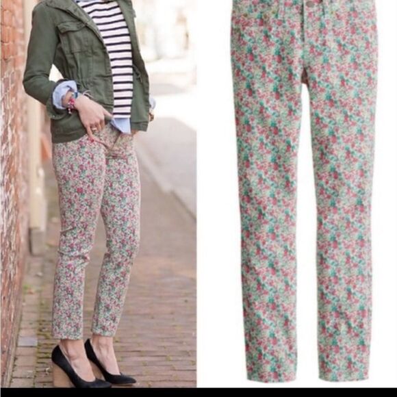 J CREW Floral Toothpick Ankle Jeans sz 25 - Picture 2 of 7